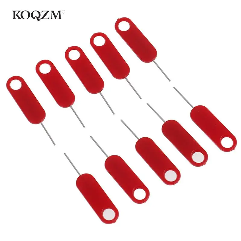 10pcs Red Sim Card Tray Removal Eject Pin Key Tool Stainless Steel Needle for smart phone