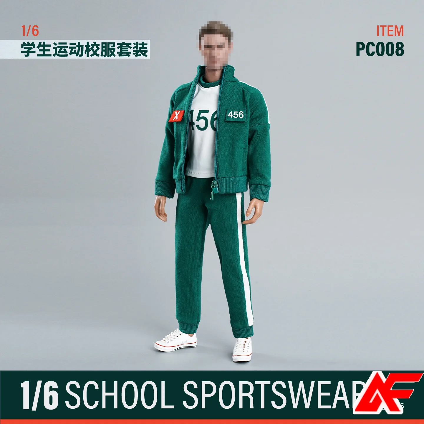 PC008 1/6 Scale Green Student Sports School Uniform Set T-shirt Clothes Model Fit 12'' Male Soldier Action Figure Body Dolls