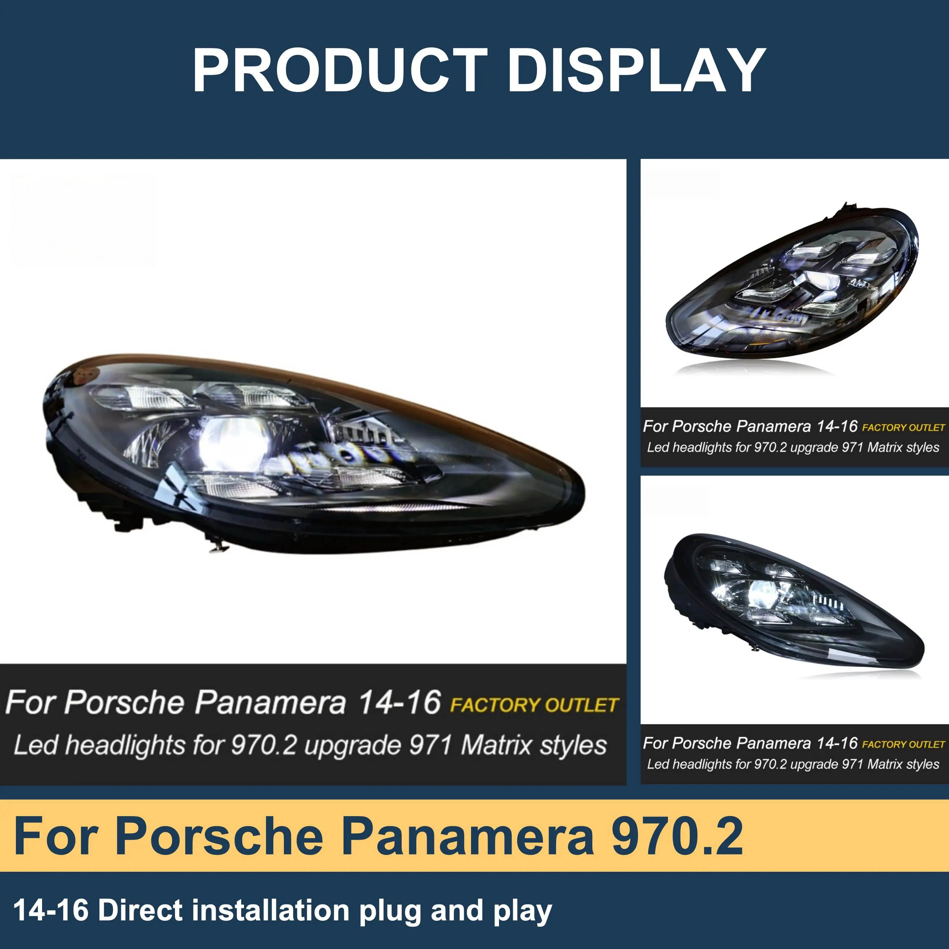 Cornering Light J ONE LCI Headlight for Porsche Panamera 970.2 2014-2016 LED Full Replacement Pair