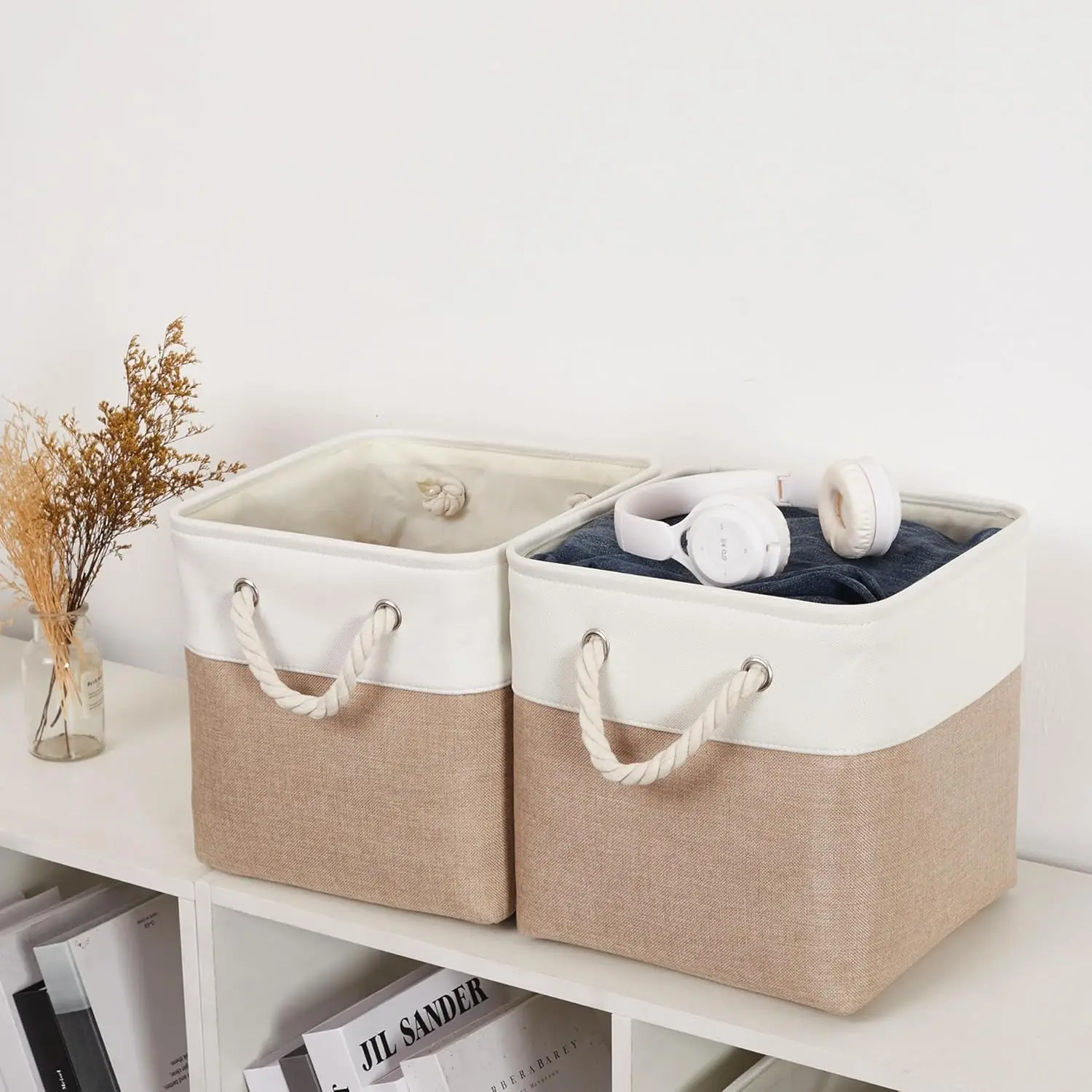 Panier de tri de produits ménagers, panier de rangement en tissu de lin, boîte de rangement de jouets divers