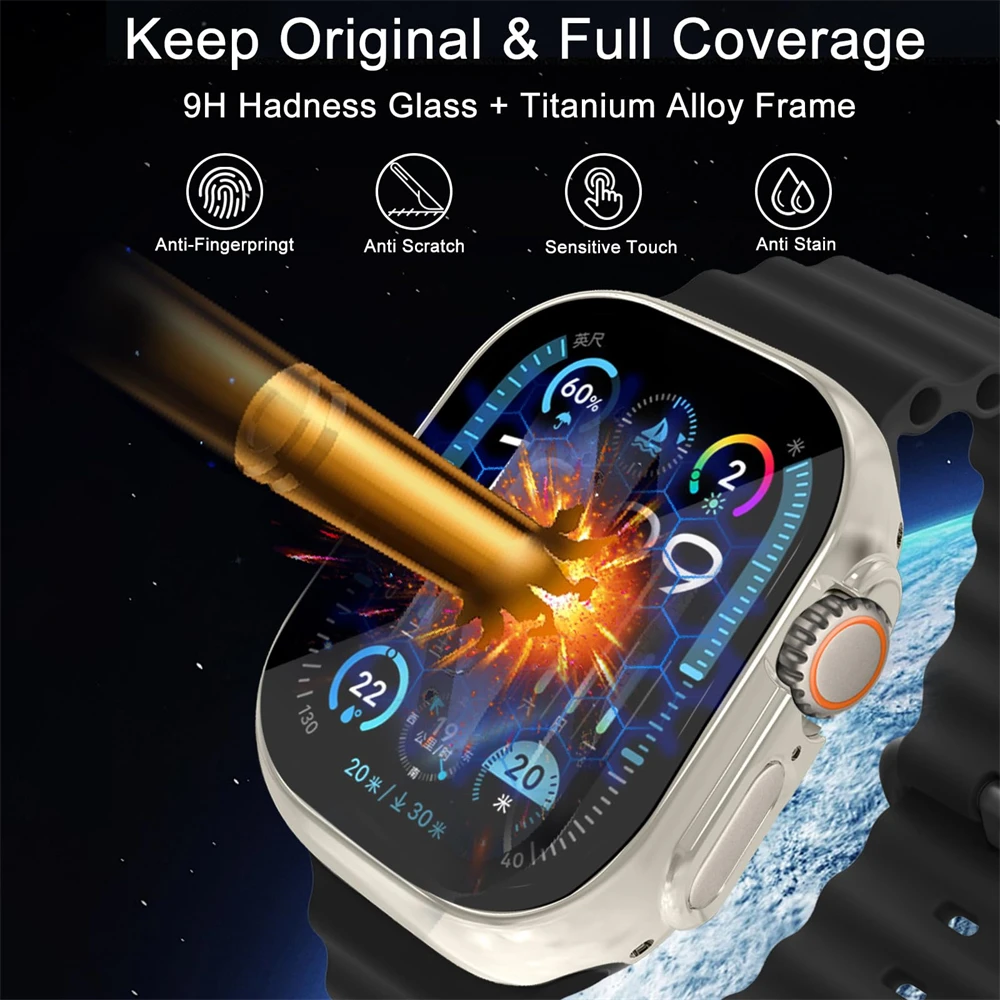 Tempered Glass+case For Apple Watch Ultra 49mm smartwatch PC Bumper Screen Protector film cover apple watch Ultra 2 Accessories image 4