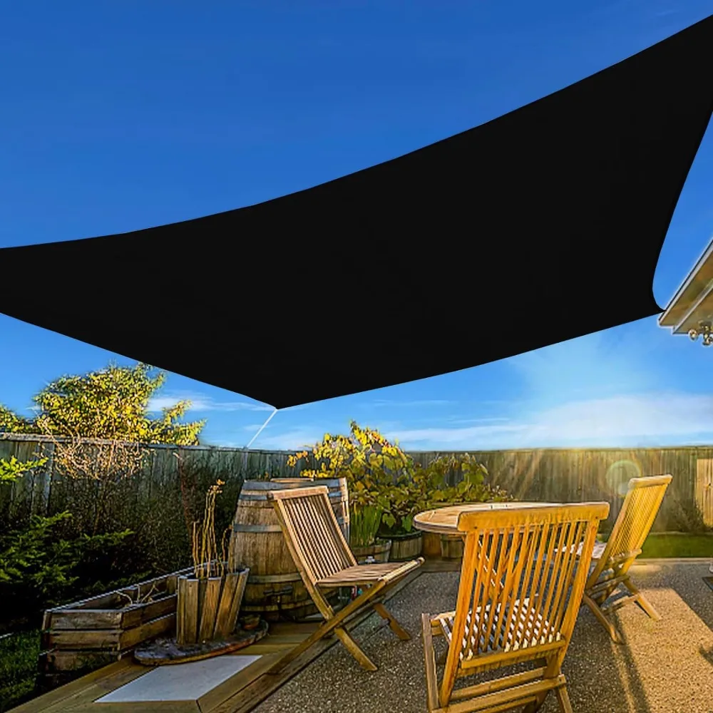 

20'x30' Sun Shade Sail Curved Commercial Outdoor Shade Cover Black Rectangle Heavy Duty Permeable Backyard Shade Cloth