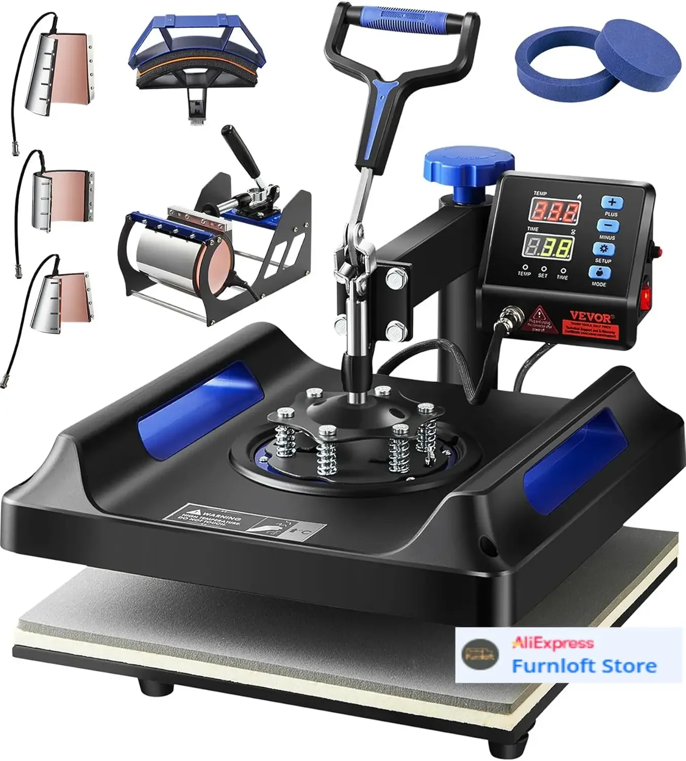 8 in 1 Heat Press Machine 15x15 Inch, 360° Swing Away Shirt Press Machine - Digital Professional Heat Transfer Tshirt Press