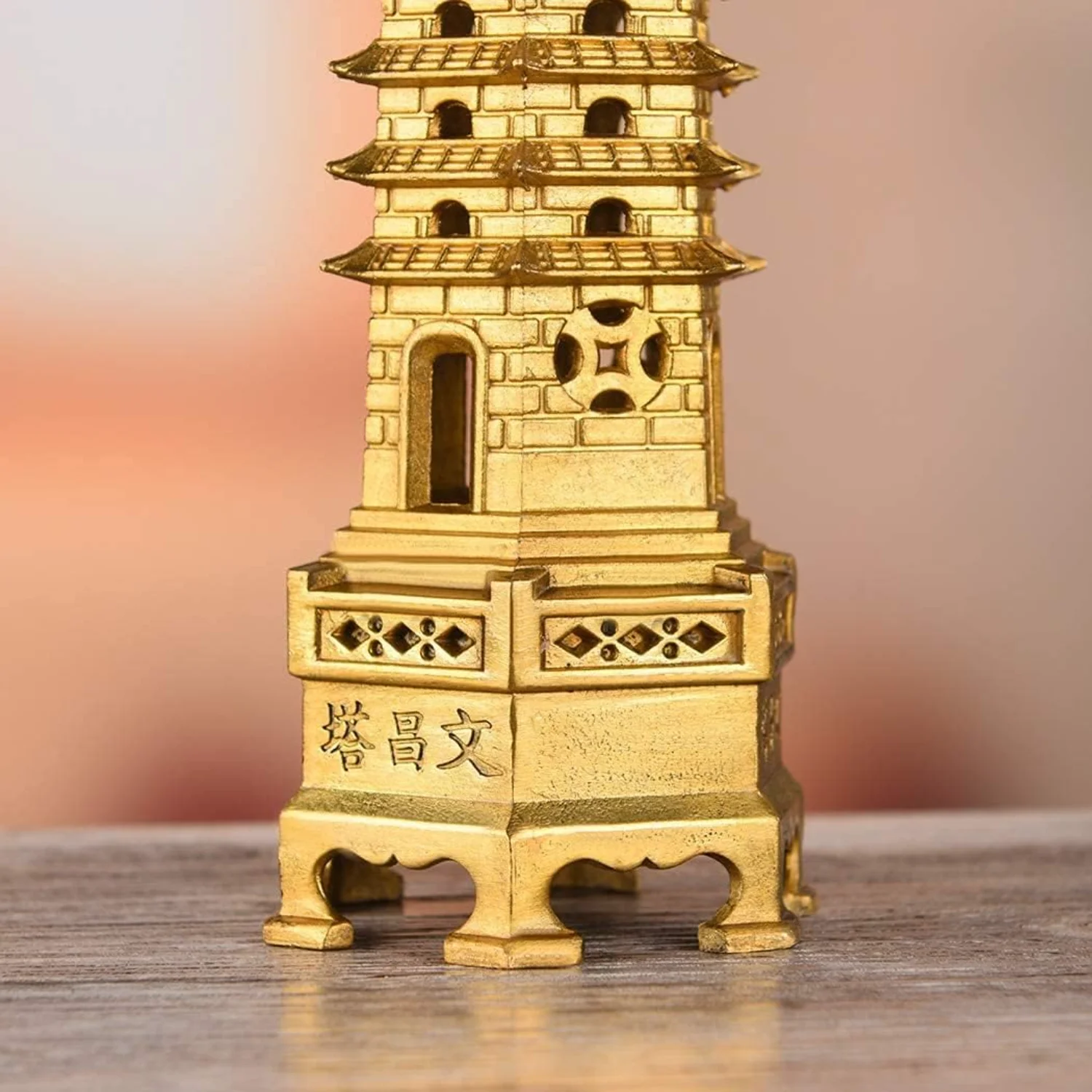 5.1''2 PACK Alloy Fengshui 9 Level Pagoda Wenchang Tower Statue Office  Desk Decor Artifacts Attract Career Fame Academic Wisdom