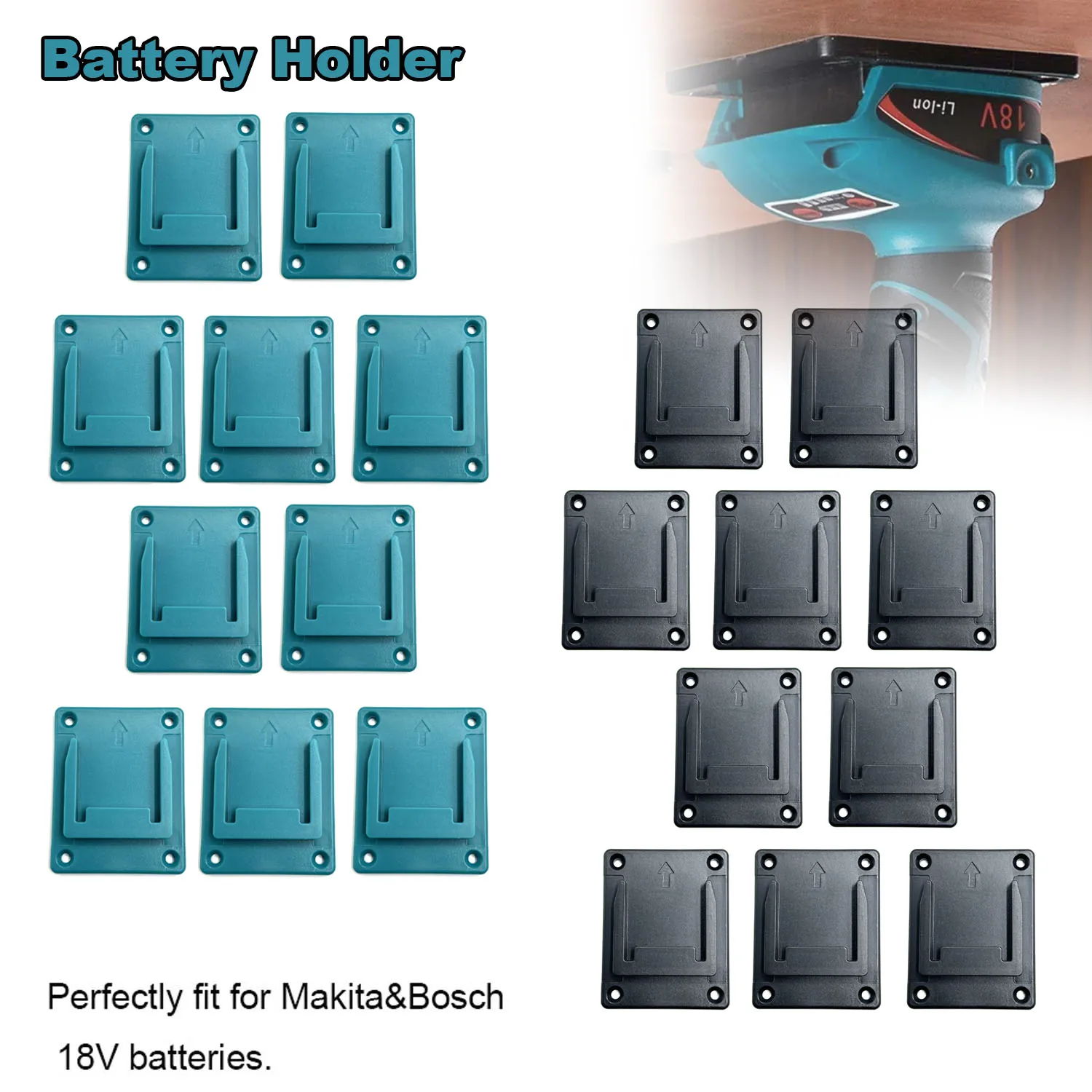 

Tool Holders Battery Holders Mount for Makita&Bosch 18V Battery Drill Tool with and 20/40 Screws for Power Tool(No battery)
