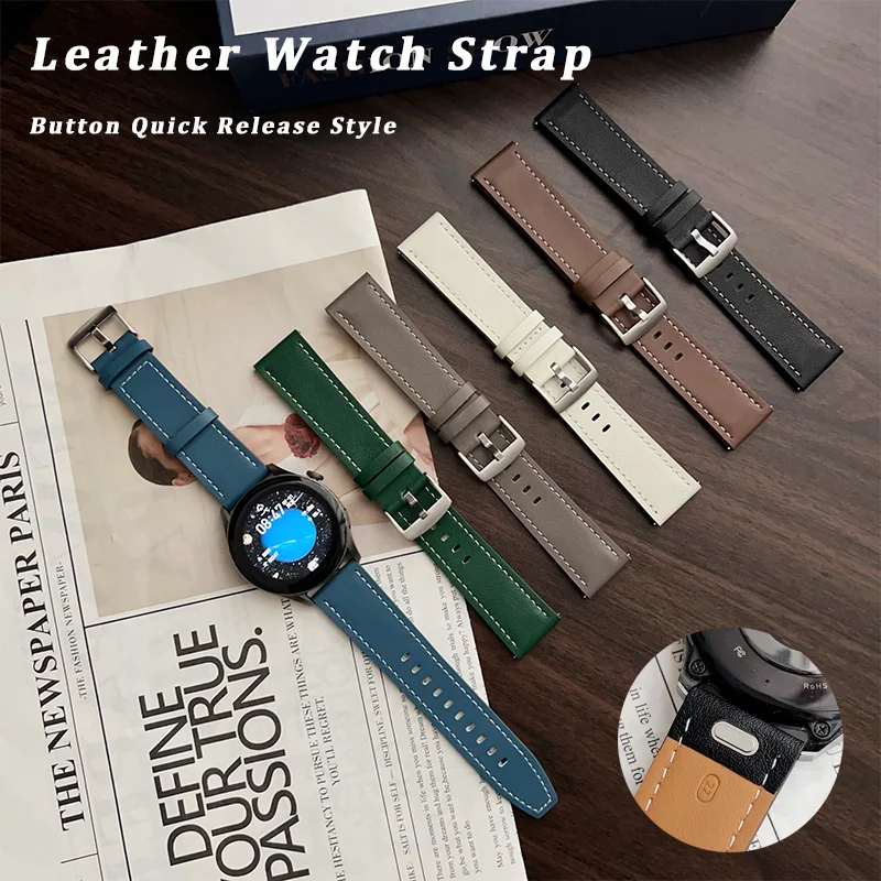 

18 20 22MM Leather Strap For HUAWEI WATCH GT5 4 46mm WATCH 4Pro GT3 GT2 Pro 42mm Buds Band Watchband Soft Replacement Wristband