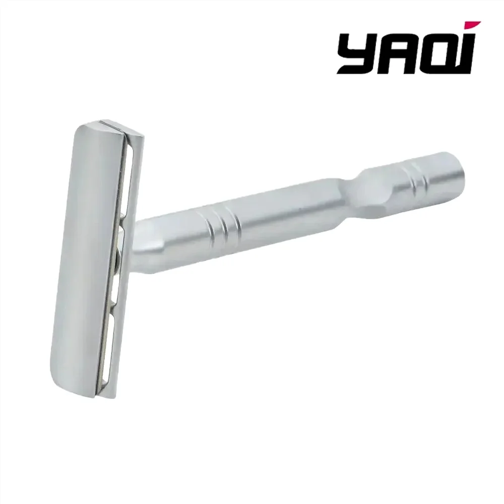 YAQI Safety Razor Matte Chrome Single Edge AC Blade Excalibur Mens Shaving Beard Grooming Classic Wet Shave Gift