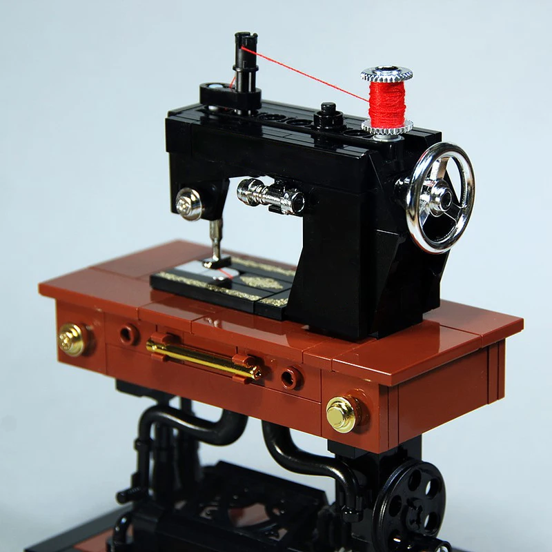 

GBC Module Antique Sewing Machine Kinetic Sculpture Model Moc Building Blocks DIY Assembly Technology Bricks Automaton Toys Gift