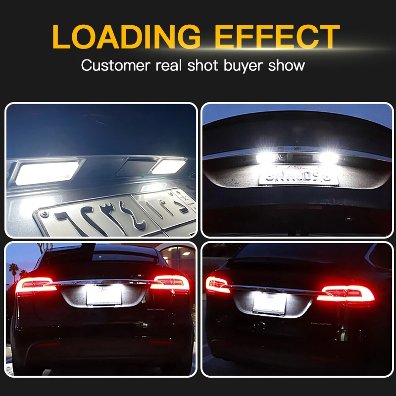 LED License Plate Lights for Tesla Model 3 2017-2024 & Model Y 2020-2024 Xenon White Error Free Plug & Play Canbus No Warning
