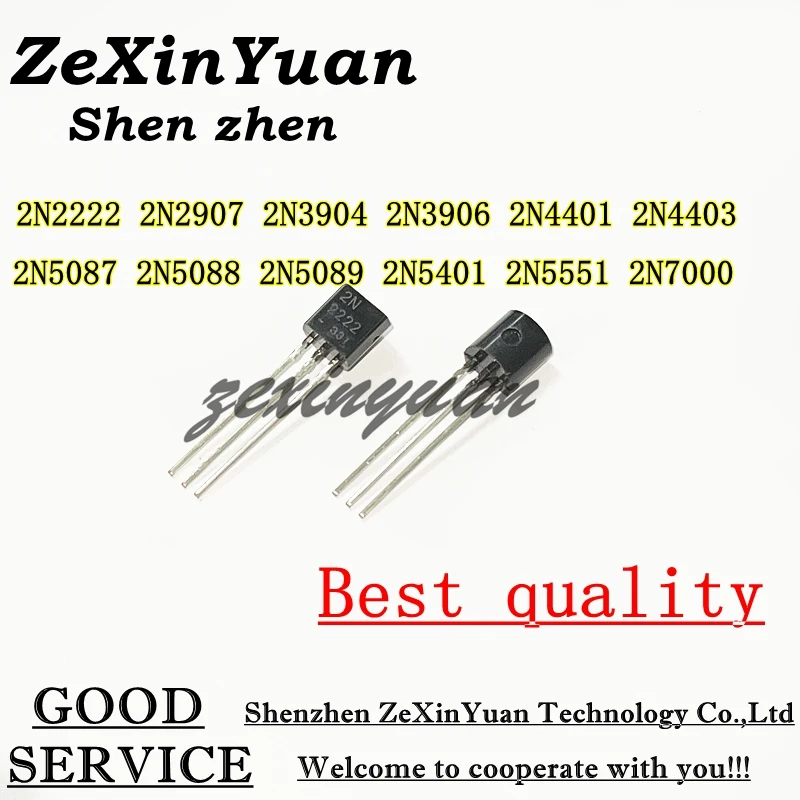 Bộ 50 Mới 2N2222 2N2907 2N3904 2N3906 2N4401 2N4403 2N5087 2N5088 2N5089 2N5401 2N5551 2N7000 TO-92