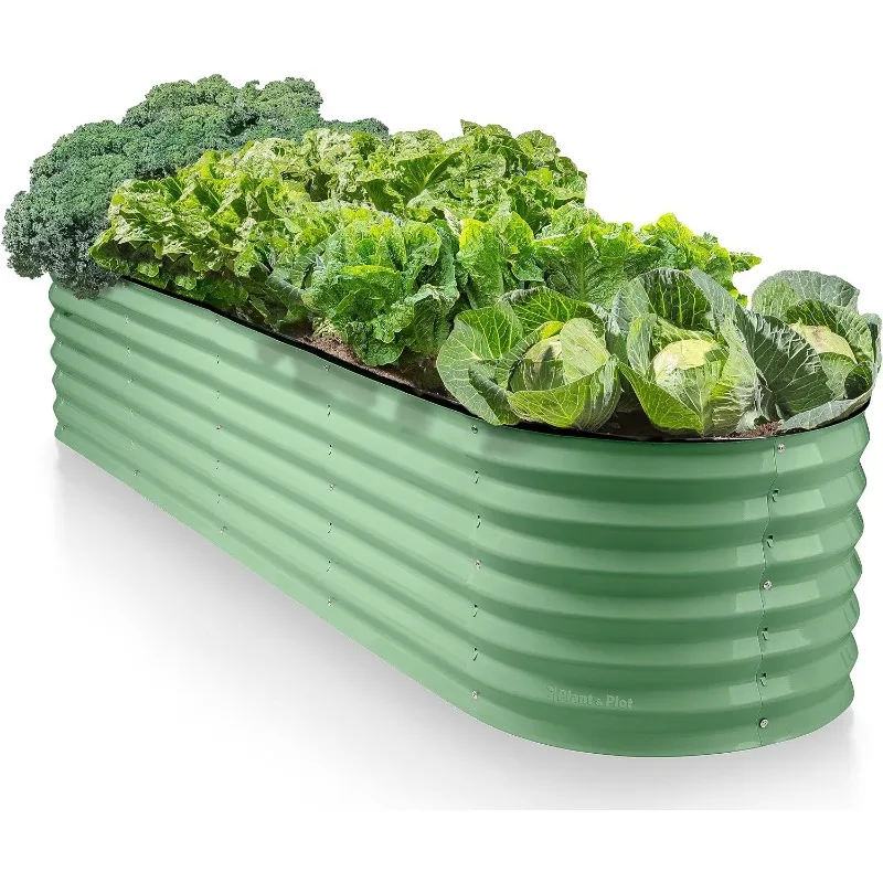 

9-in-1 Galvanized Steel Raised Garden Bed // 8×2×1.5 ft Modular Planter for Gardening, Vegetables, Flowers // 18" Tall Metal