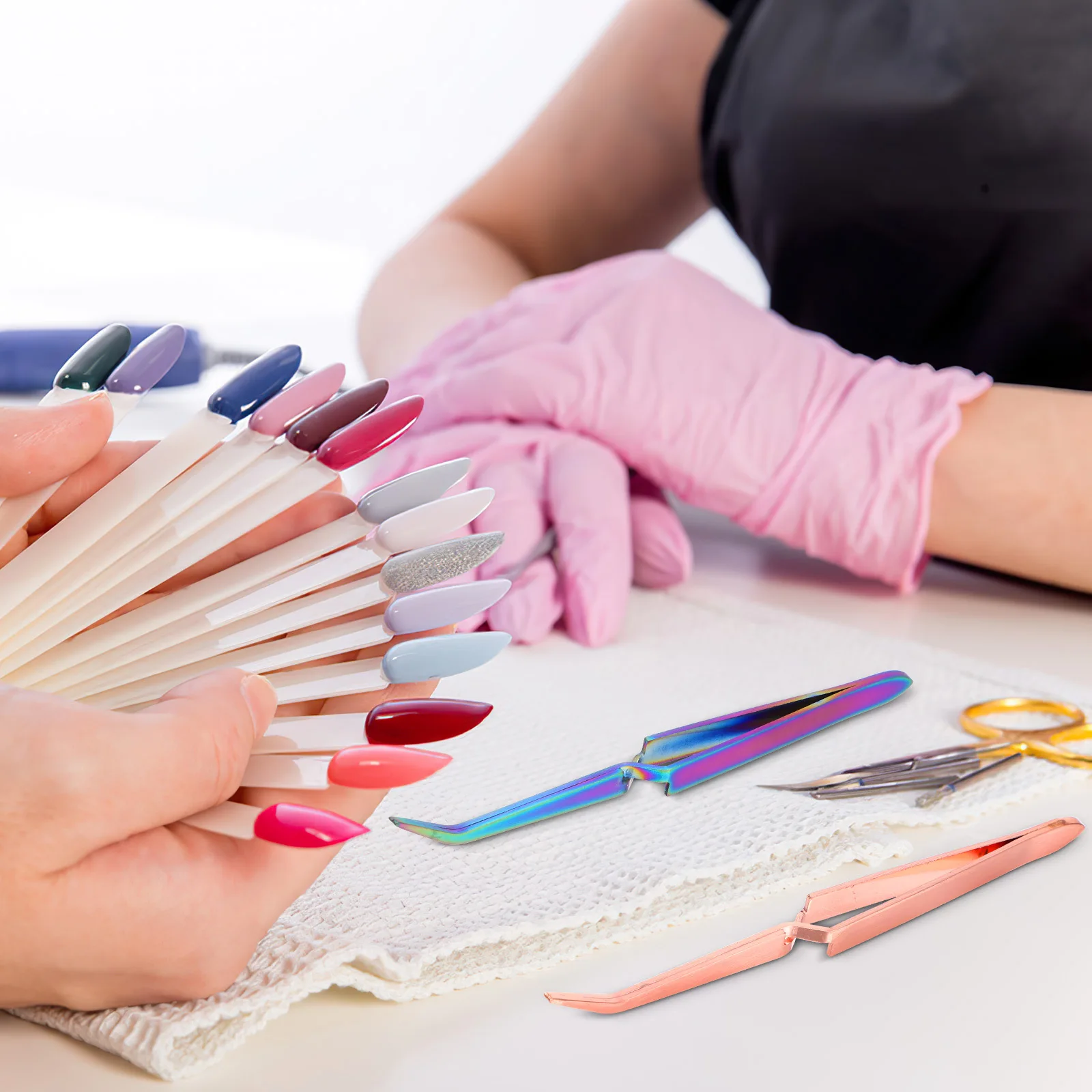 

2Pcs Vibrant Color Nail Shaping Tweezers Stainless Steel Angled Tips Easy Apply Manicure Craft Tools Nail Shaping Tweezers