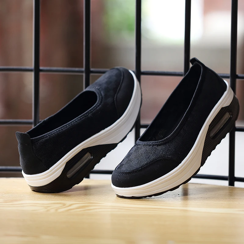 Women Platform Sneakers 2021 New Fashion Womens Casual Office Shoes Wedges Swing Shoes Thick Sole Big Size 42 Nurse Work Shoes