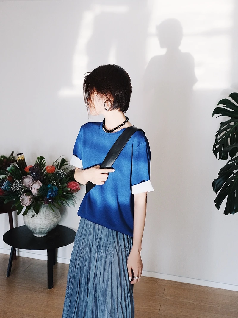 

New Meicang Color Blo Knitted T irt 242 Commute Sle ort Sve Regular Fit Faionable Ladies Top