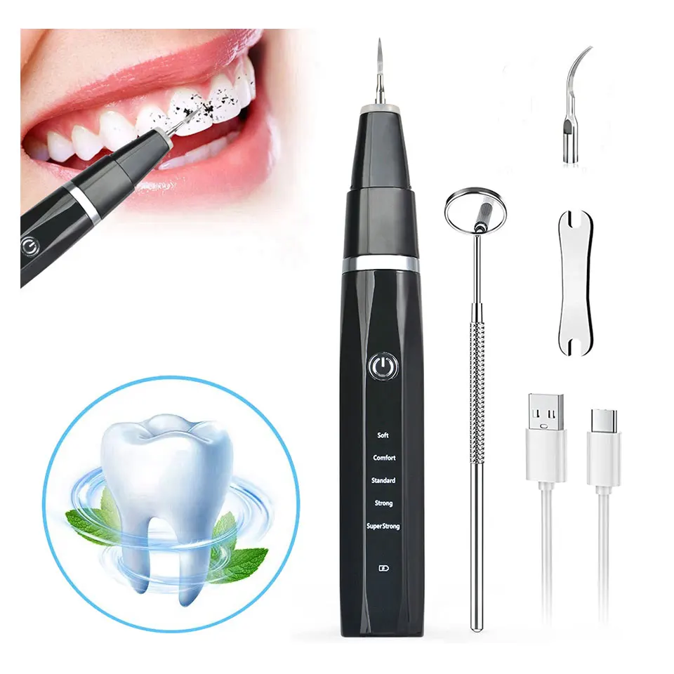 

Portable Sonic Ultrasonic Rechargeable Dental Scaler Home Use Teeth Tartar Calculus Cleaner Plastic Material for Plaque Removal