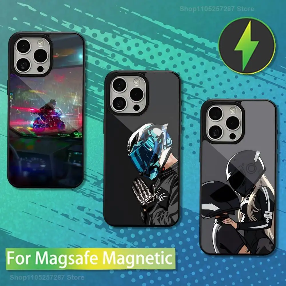 

Cool Art Rider Motorcycle Phone Case For iPhone Mini,13,15,Pro,Max,For Magsafe,17,14,Plus,12,11,16,Magnetic Wireless Charging