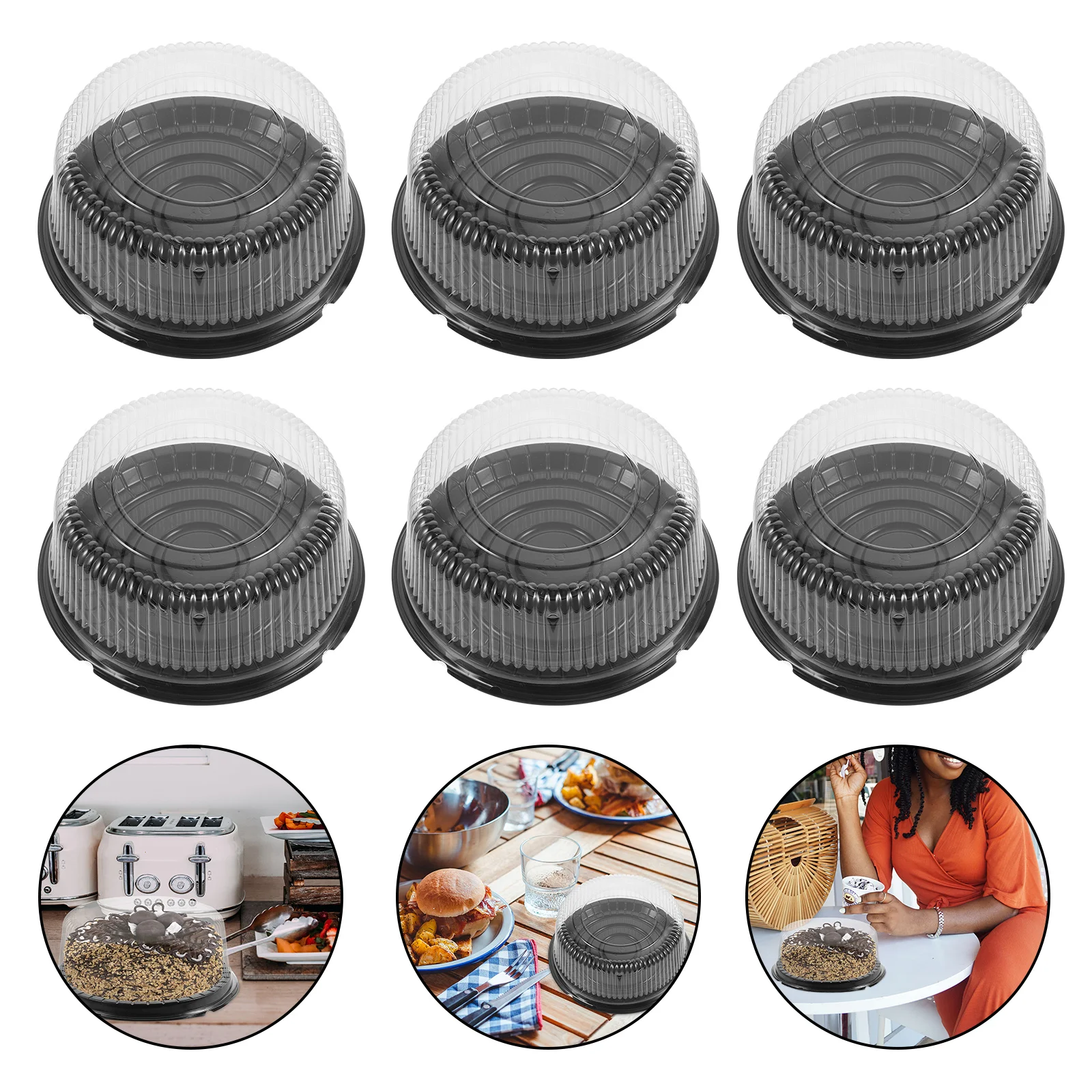 

10 Pcs Cake Box Reusable Plastic Round Boxes Container Holder with Lid Clear Cupcake Cases