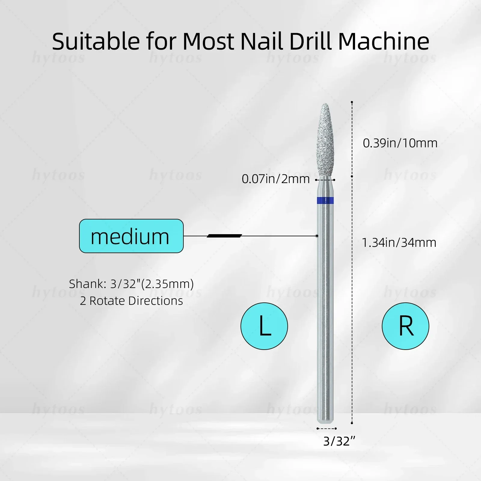 クロムダイヤモンドネイルドリルビット、鈍端プロ仕様ロシア式キューティクルビット、ドリル用、角質除去、ネイル前処理ツール