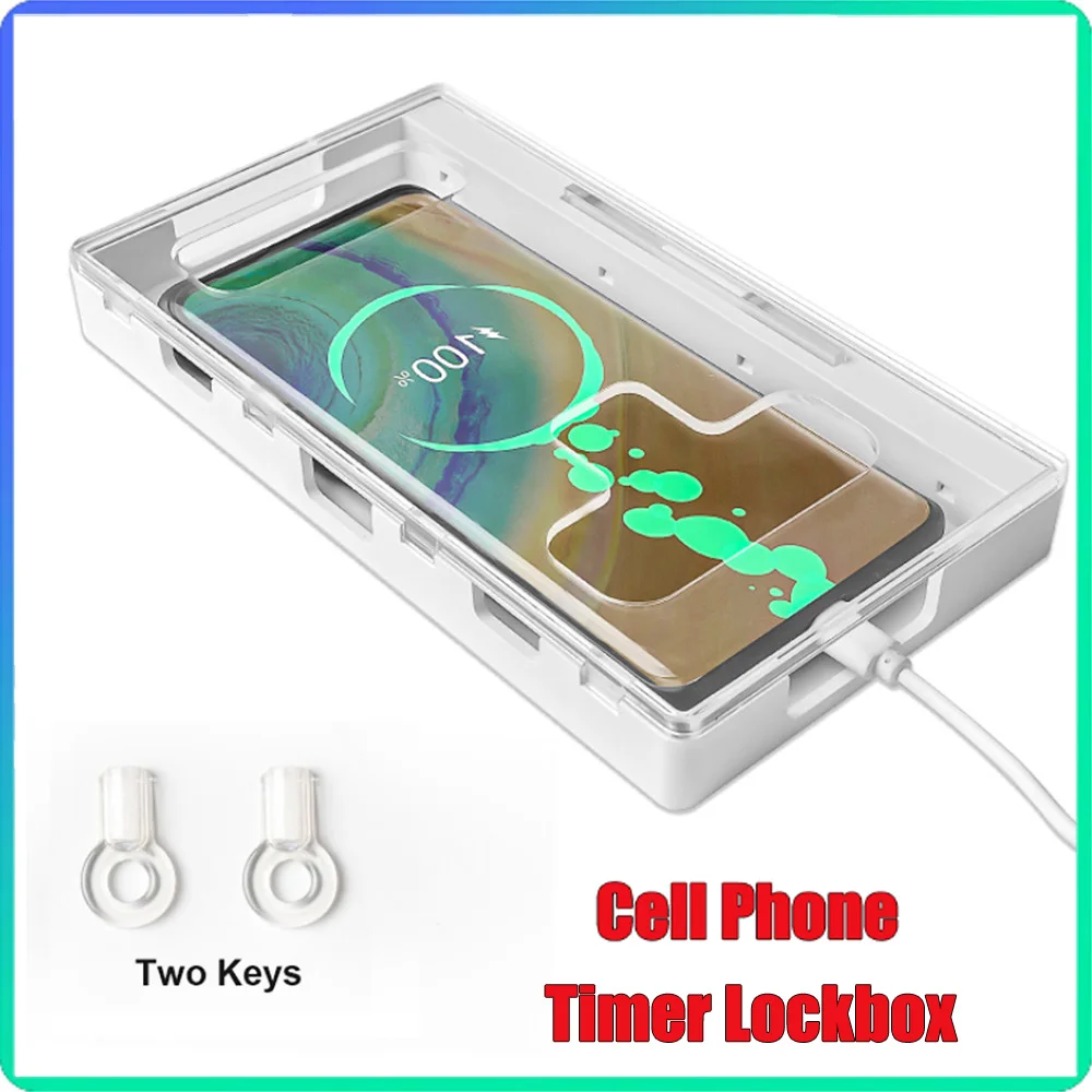 Cell Phone Lock Box Mobile Phone Jail Timer Lock Box Safe Smartphone Storage Box Locking Container For Self Discipline Self-cont