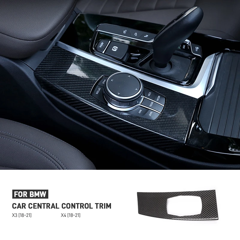 

Real Dry Carbon Center Console Multimedia Knob Frame Panel Trim Cover For BMW X3 G01 X4 G02 2018-2021 Car Interior Accessories