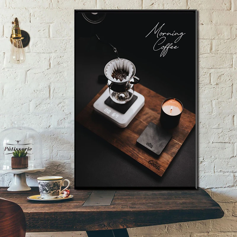 Póster de pintura en lienzo, arte de pared, póster de café, decoración de cafetería, café, Latte, Caffè Americano, decoración para la decoración de la habitación del hogar