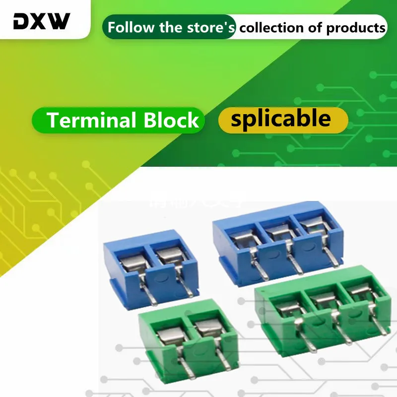 5PCS KF301-5.0 Screw Type PCB Terminal Block Spacing 5.0MM Can Be Spliced with Green/blue Screw Terminal Block Connector