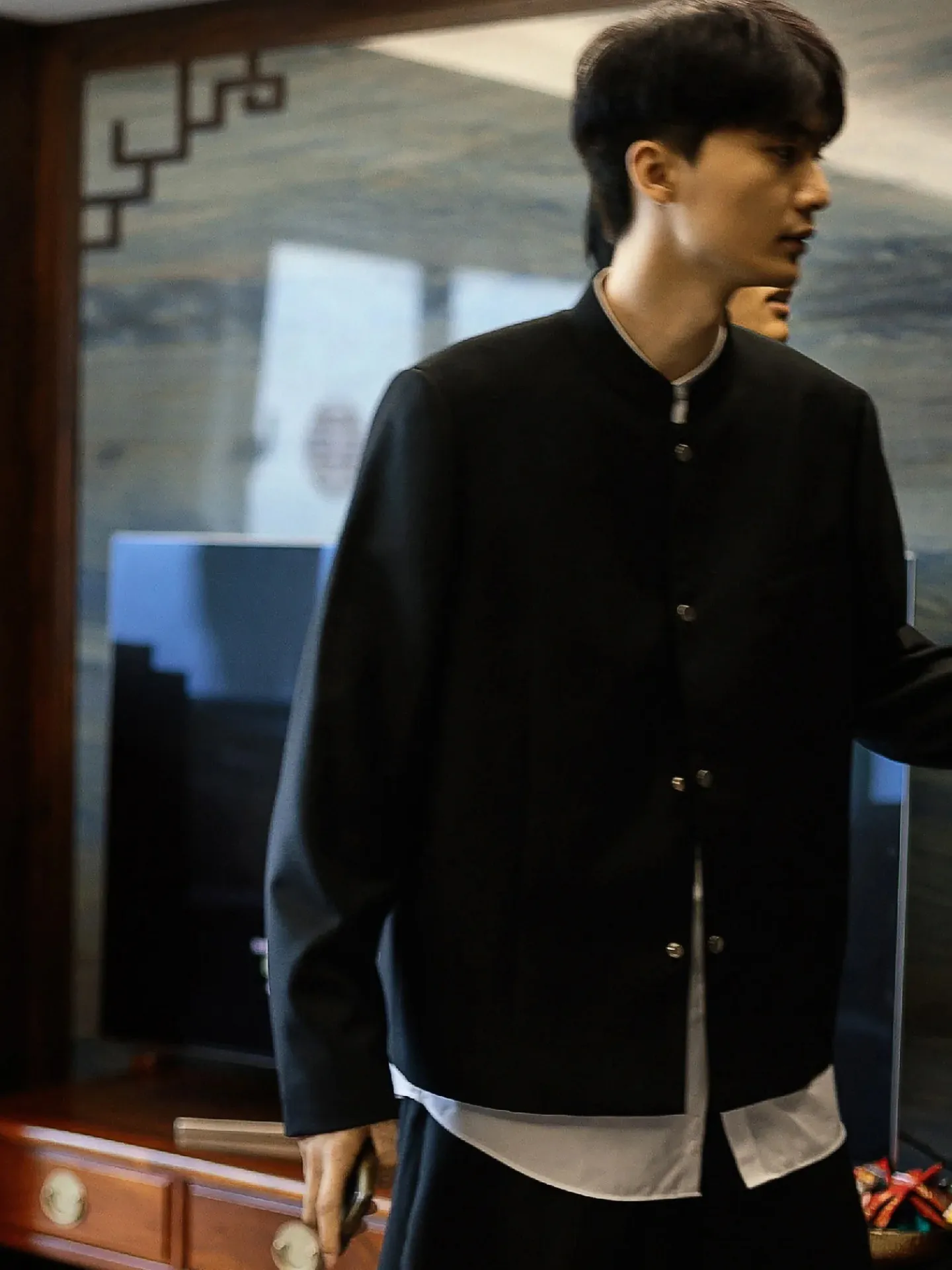 

New Chinese Sle Wedding Suit Jaet Loose Casual Western Clothes for Men Youth ular Stand Fit Spring Season Long Sve