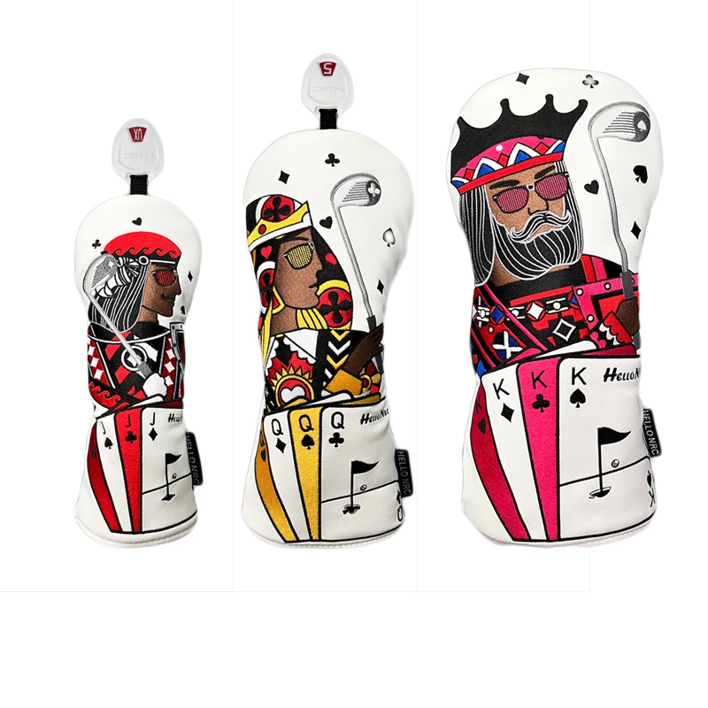 1 pc NRC poker Style Golf Headcover for Driver fairway and UT Cover, Embroidered Golf Club Headcover，Waterproof Protector