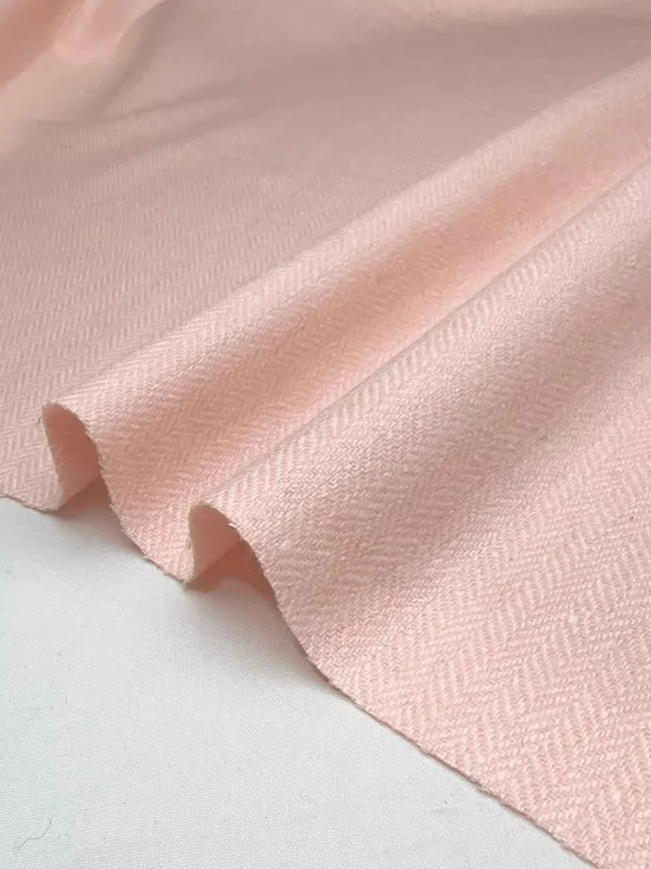 

Light Pink Fishbone Pattern Woolen Tweed Fabric Advanced Rainbow Gradient Ancient Word Flower Design DIY Home Crafts