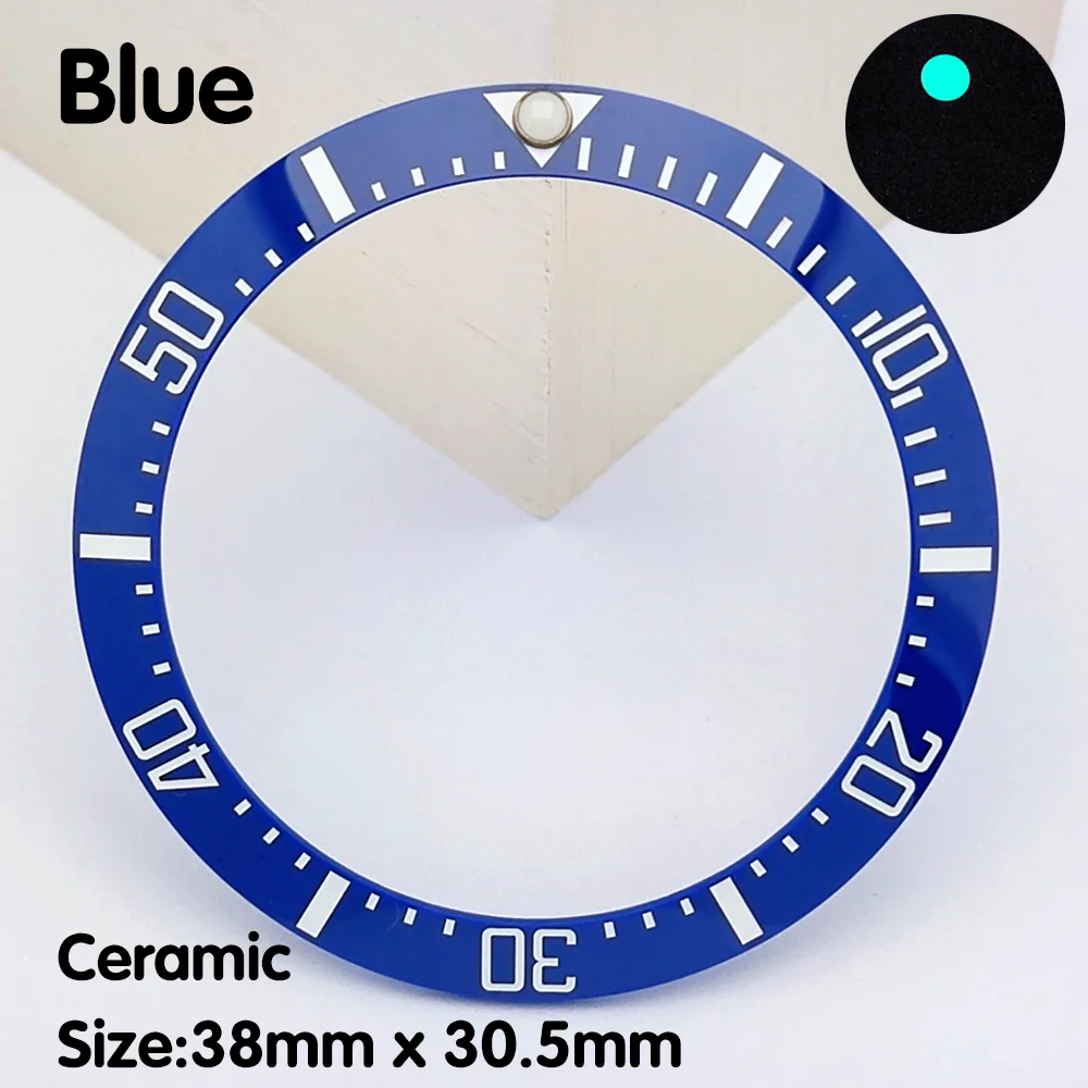 38mm Sloping Ceramic Bezel Luminous Night Vision Bezel Scale bezel Watch Parts Replacement Accessories High Quality Bezel