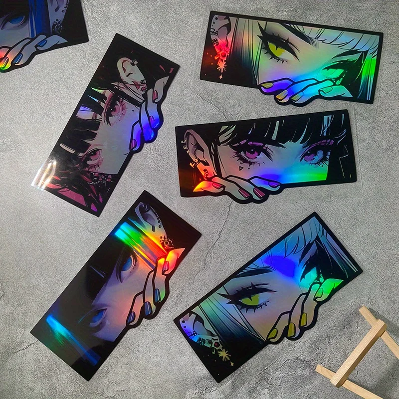 สติกเกอร์โฮโลแกรมลายการ์ตูนสาวอนิเมะ 2 ชิ้น/ชุด สำหรับติดรถยนต์ รถจักรยานยนต์ ดีไซน์การ์ตูนสะดุดตา สำหรับตกแต่งภายนอก