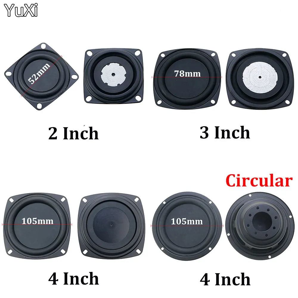 

YUXI 1PCS 2/3/4 Inch Square/Circula Woofer Radiator Bass Passive Speaker Low Frequency Loudspeaker Diaphragm Vibration Plate DIY