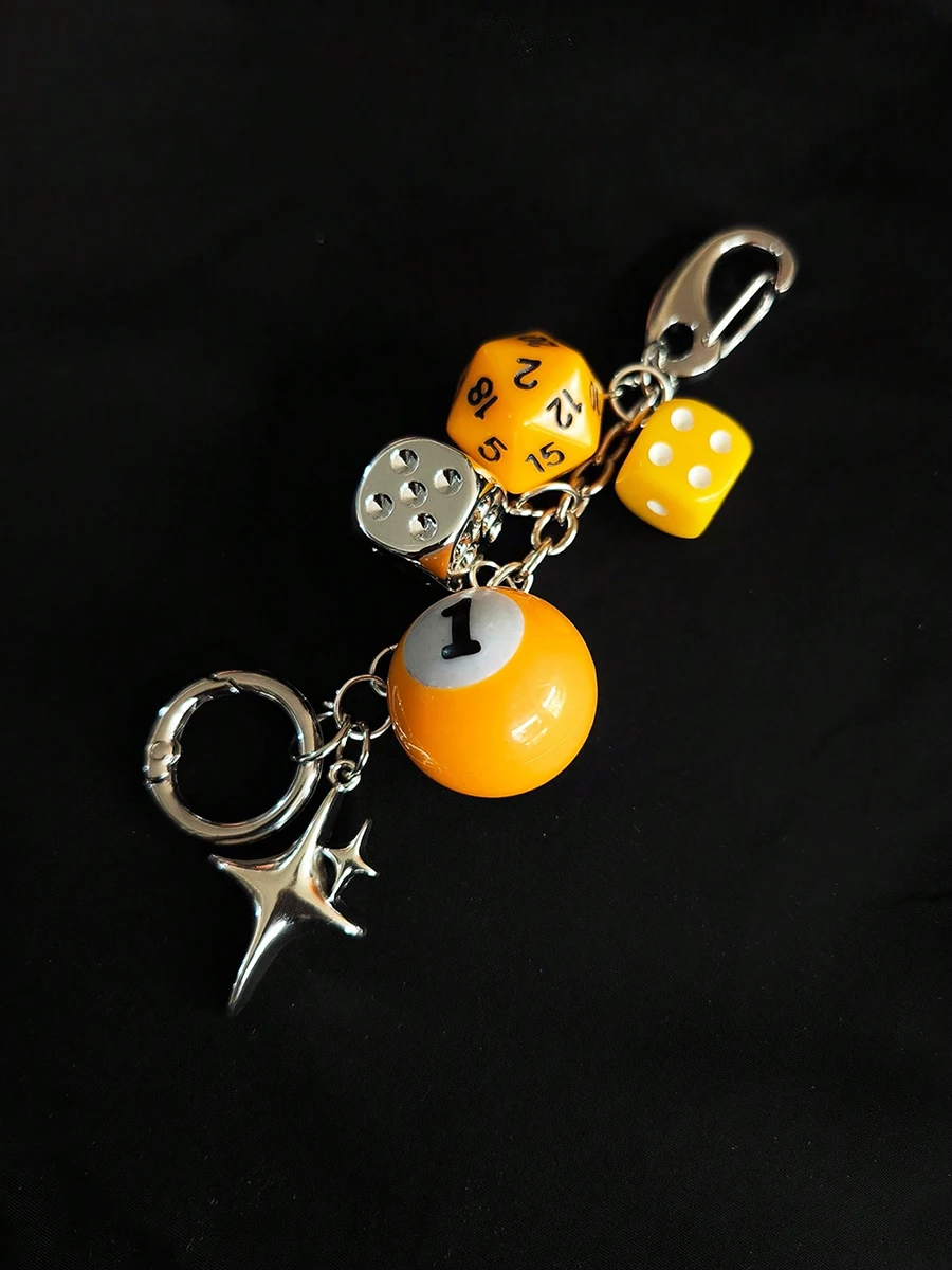 Ster dobbelstenen zwarte acht bal hanger tas hanger handgemaakte diy hanger ornamenten geschikt voor auto sleutelhanger decoraties coole stijl