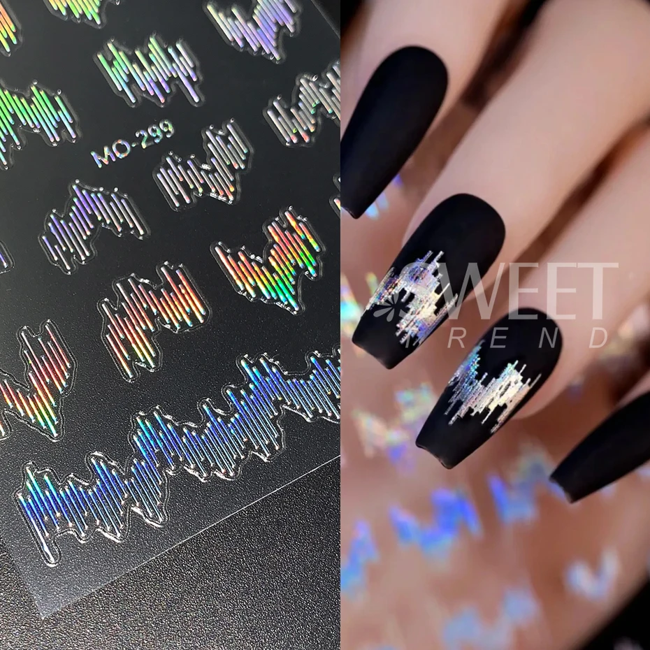 High Gloss 3D Reflective Nail Sticker Glitter Laser Silver Dark Flashy Line Strips Effect Manicure Nail Art Sticker Decoration