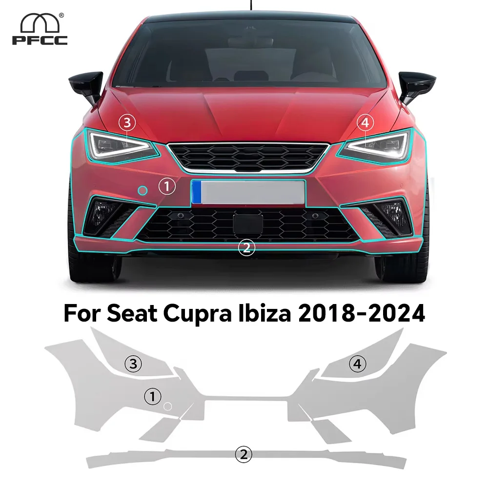 For Seat Cupra Ibiza 2018-2024 TPU Paint Protection Film Car Body Headlight Rearview Film Anti-Scratch Clear Bra Pre-cut PPF