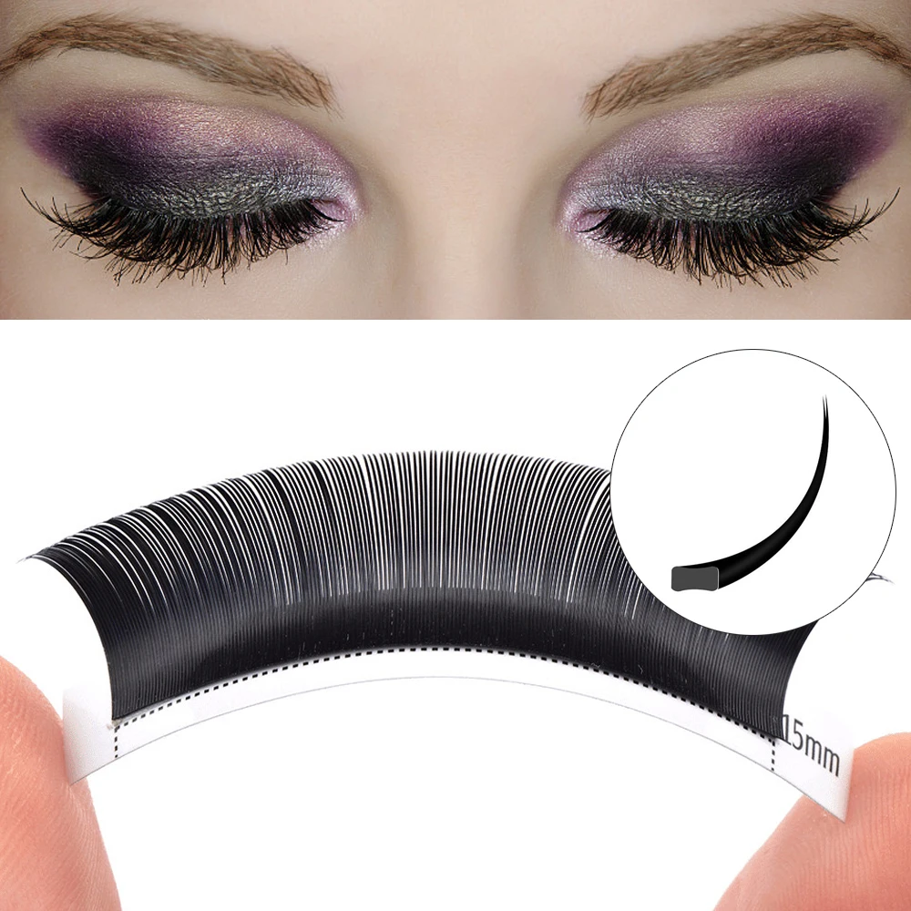 12Lines 8-15mm Ellipse Flat Lashes Matte Split Tips Shaped Individual Nature Eyelash Extension For Professionals Supplies Bulk