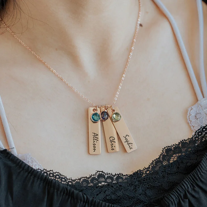 

Personalized Stainless Steel Name Necklace Custom 12 Birthstone Charm Pendant Jewelry for Women Children Gift 2023