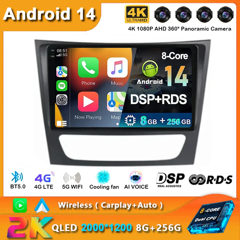 

Android 14 Car Radio For Mercedes Benz E-class W211 E200 E220 E300 E350 E240 E270 E280 CLS CLASS W219 GPS Multimedia Player BT
