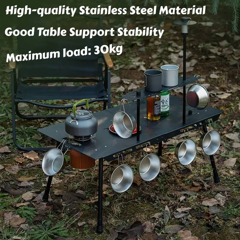 Outdoor Camping Folding Table Portable Stainless Steel Picnic Table for Outdoor Picnic Barbecue Tours Tableware New product