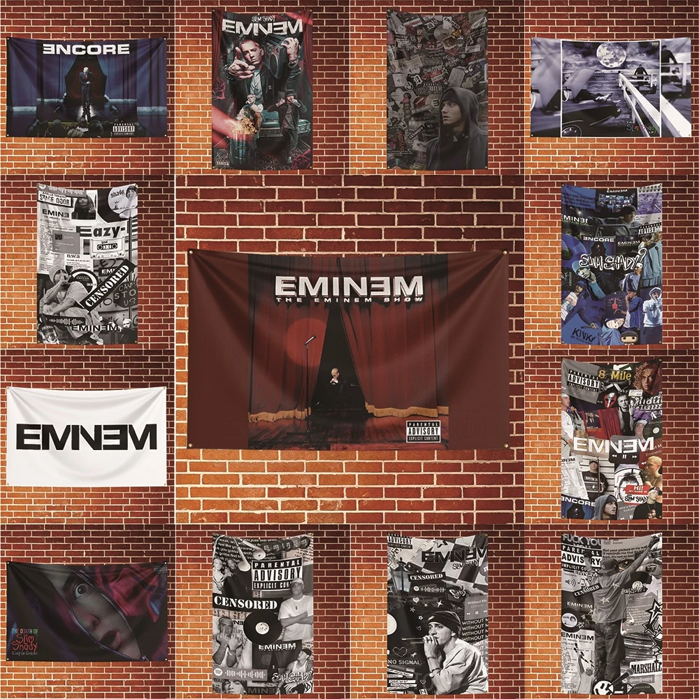 Eminem Music Flag Banner For Fan Cave Watch Party Tailgate Gathering Indoor Outdoor Backyard Home Festival Ornament Supply