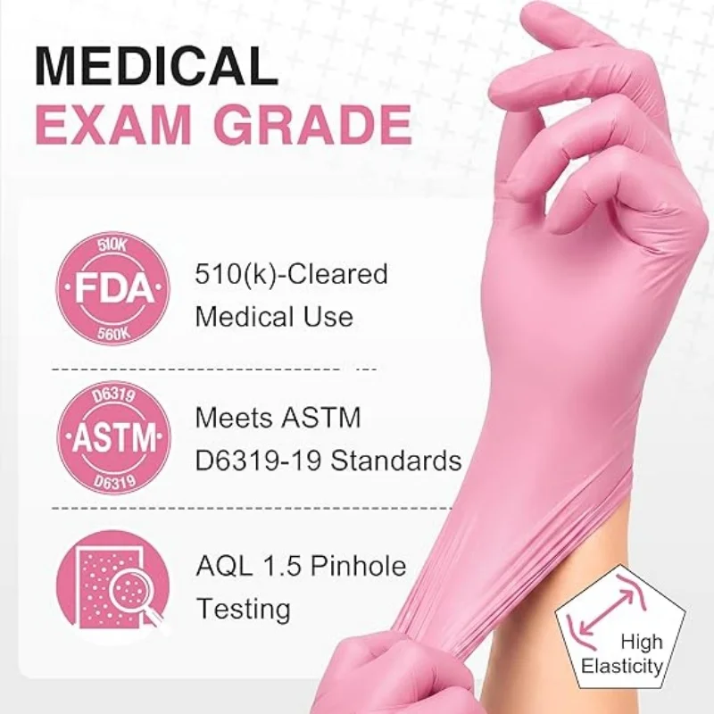 20/50/100PCS Pink Nitrile Gloves Disposable Light Duty Latex Free Household Gloves for Cooking Cleaning Food Pre Tattoo Hair Dye