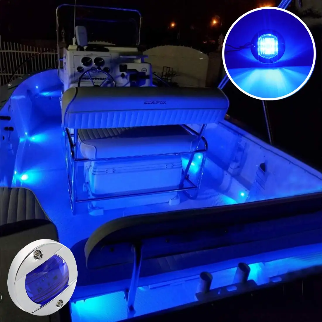 4 Pcs Green White Blue LED Night Fishing Lights Courtesy Lights Deck Lights  Marine Boat Led Lights