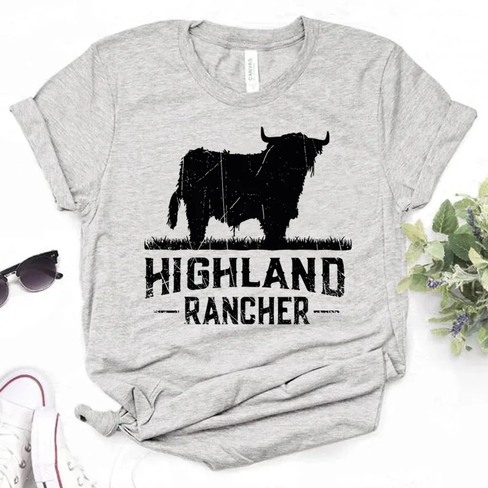 Y2k Short Sleeves Sunmmer T Shirt Highland Cow Tops Women Japanese T-shirts Female Harajuku Clothing Female Casual Cotton Tee