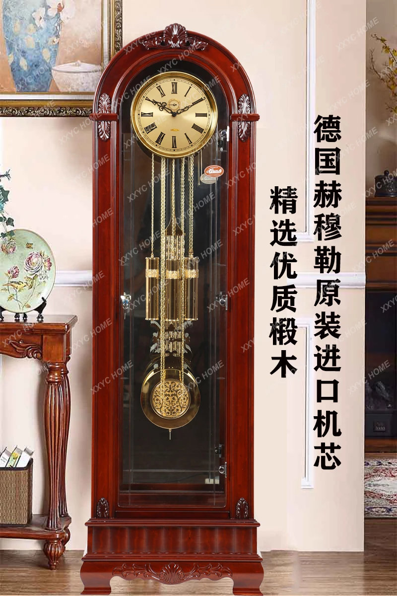 ساعة أرضية ميكانيكية هيلمر الألمانية ساعة عمودية كلاسيكية من الخشب الصلب الأمريكي #3