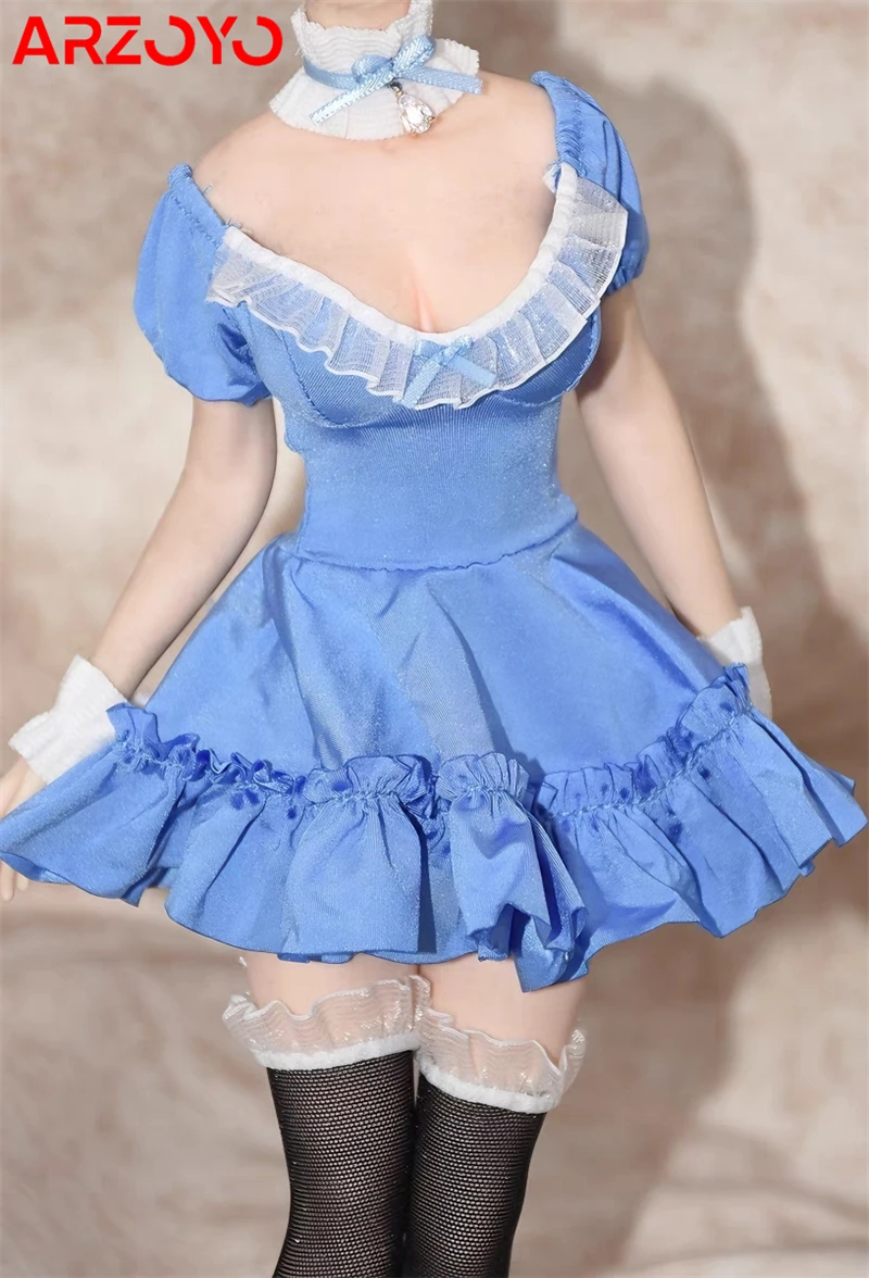 1/6 Scale Maid Attire Skirt with Necklace High Stockings Clothes Model For 12