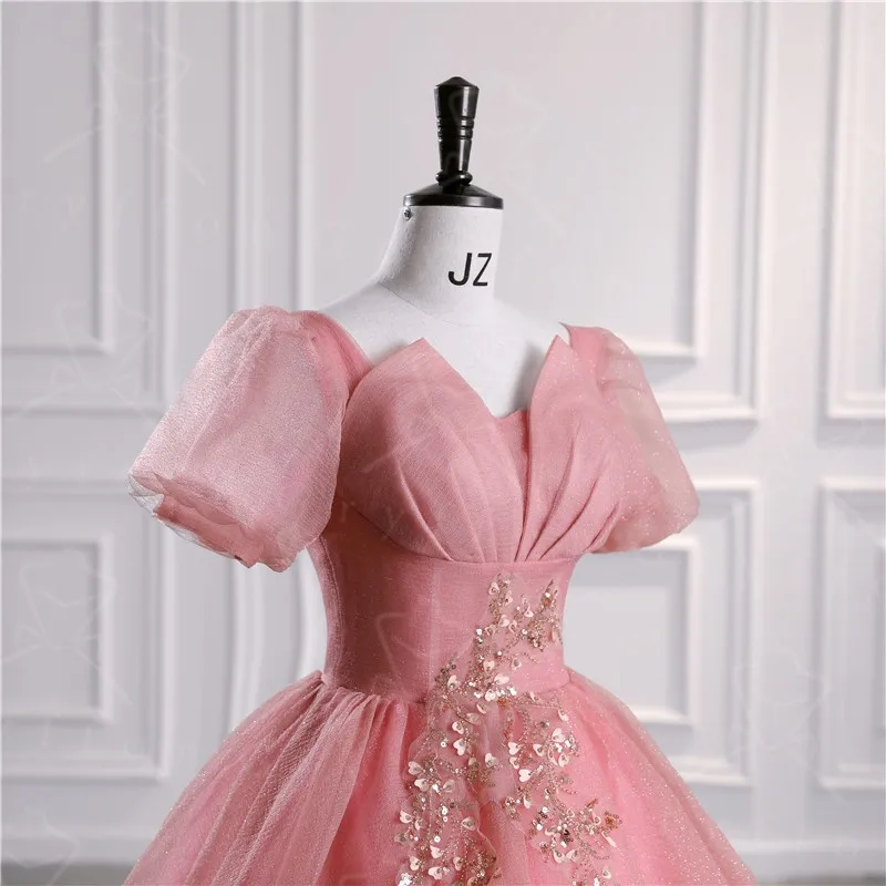 2022 New Vestidos Sweet Quinceanera Dresses Party Dress Elegant Short Sleeve V-neck Ball Gown Luxury Prom Dress Robe De Bal