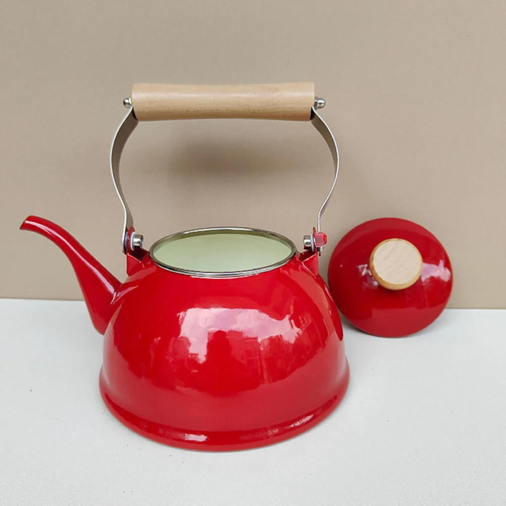 

Tea Pots Chinese Teakettle Enamel Teapot for Water Stovetop Enameled Vintage Red