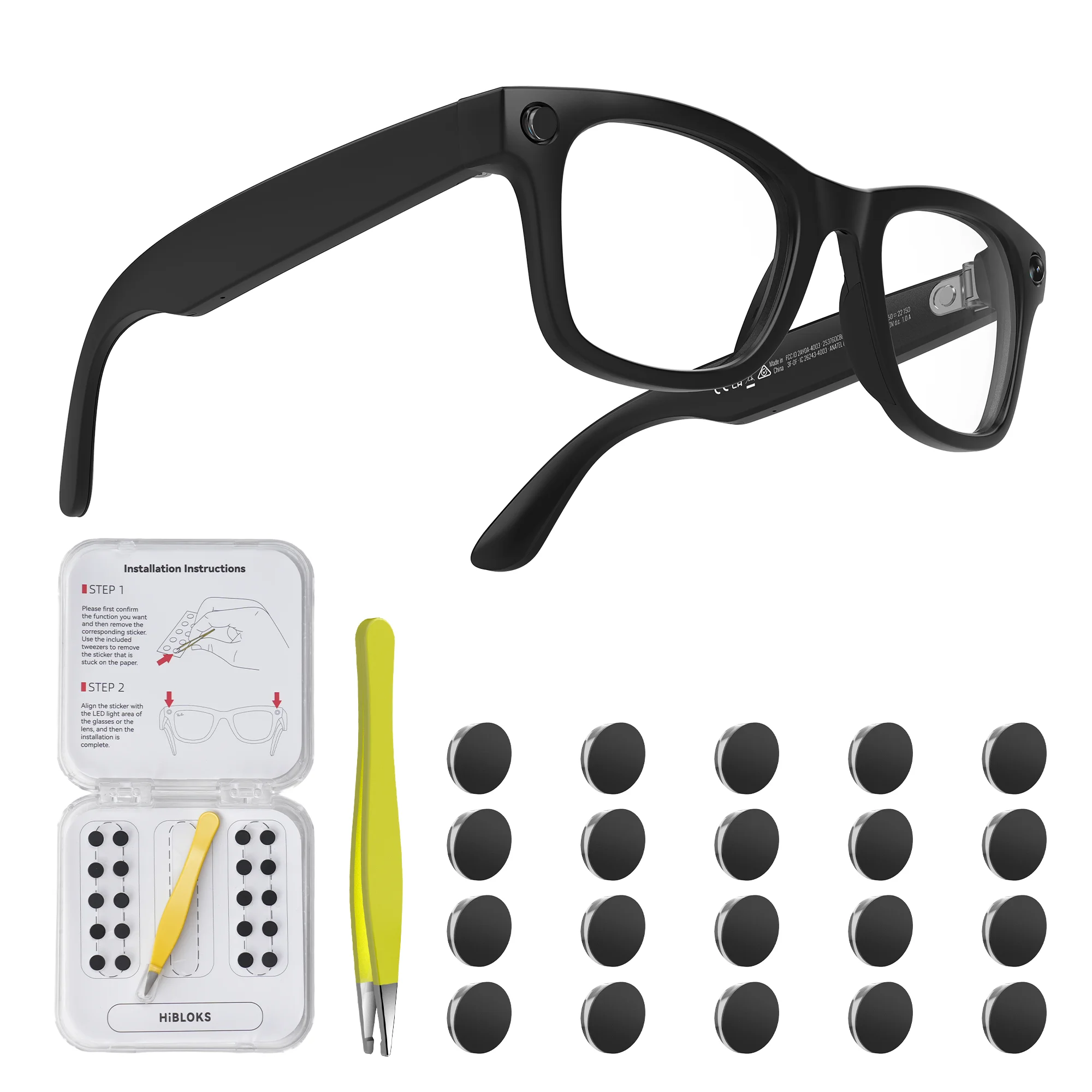 HIBLOKS LED Anti Glare Stickers For Ray-Ban Meta Gen1/2 Wayfarer/Skyler/Headliner & Oakley Meta HSTN Smart Glasses Accessories