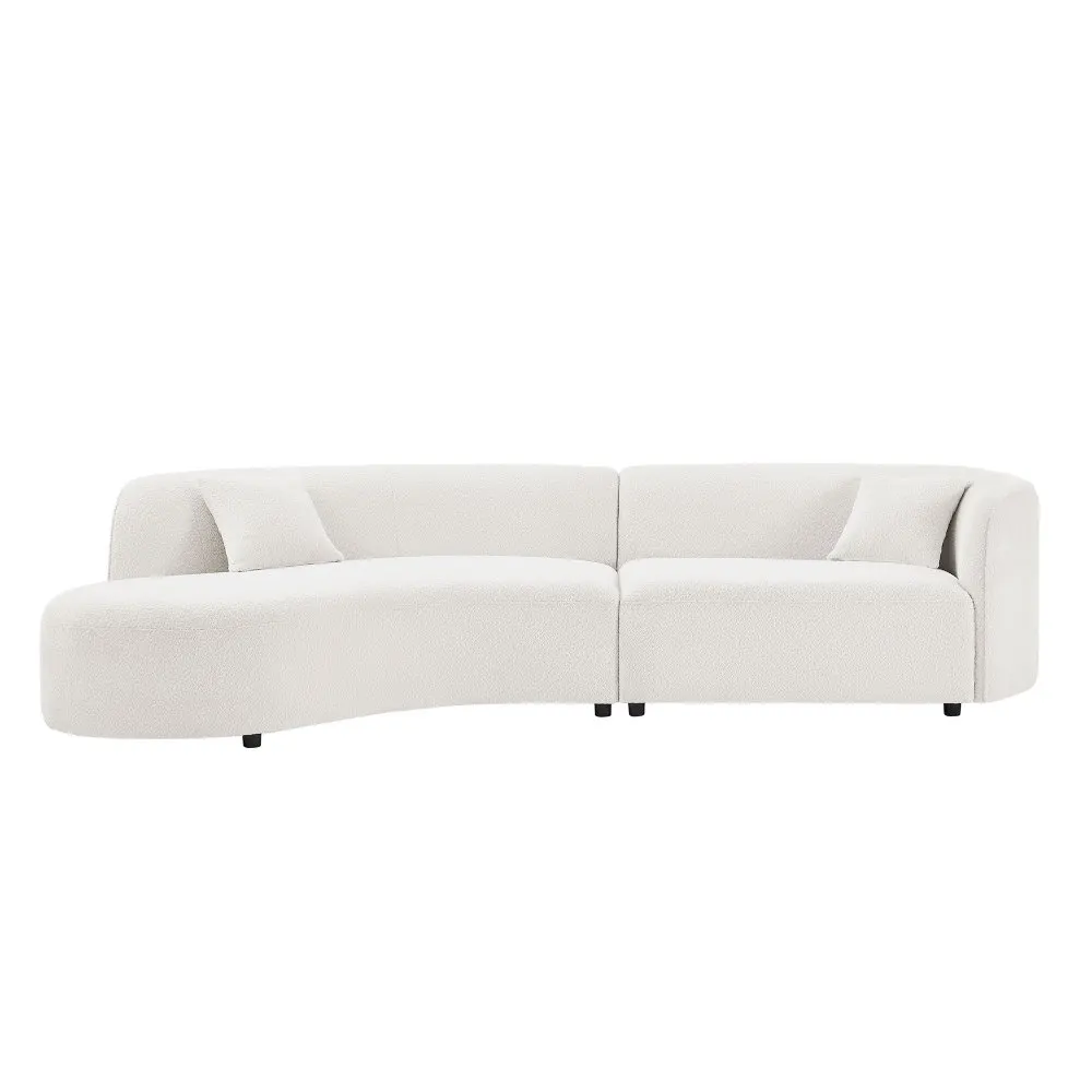 

Luxury Modern Style Living Room Upholstery Curved Sofa with Chaise 2-Piece Set, Left Hand Facing Sectional, White