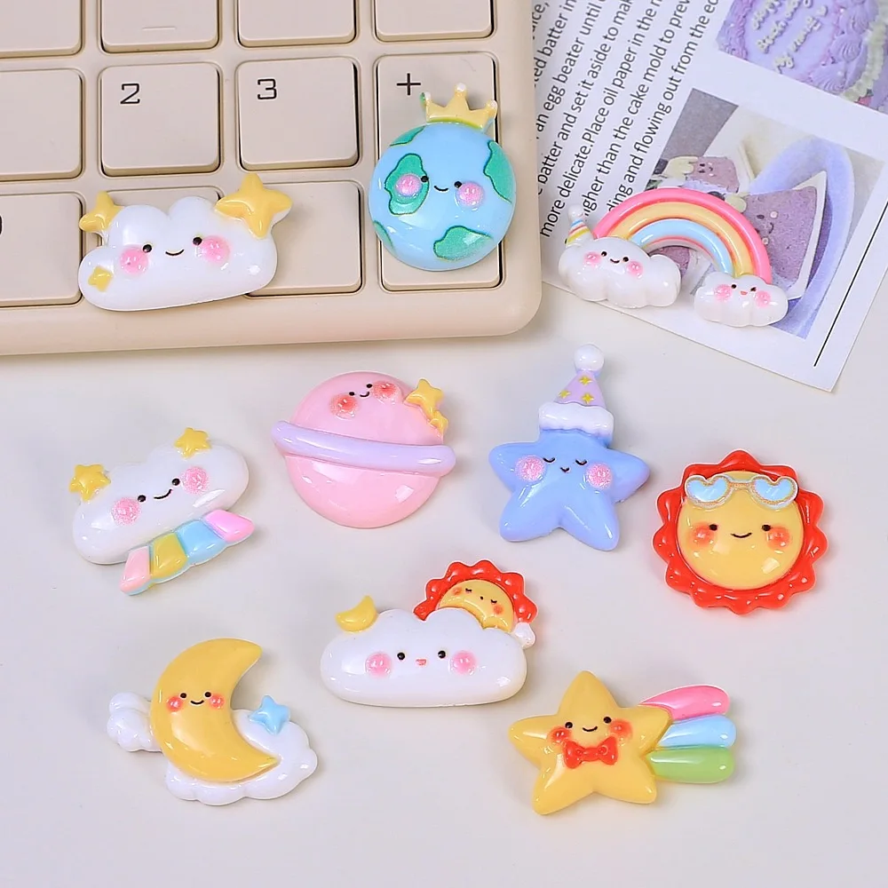 10pcs Cute Star Cloud Series Resin Flatback Cabochon For Hairpin Scrapbooking DIY Jewelry Craft Decoration Accessories